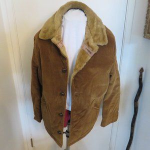 Grande Bay Vintage Men's Size 42 BROWN Corduroy Jacket Coat Faux Fur Collar